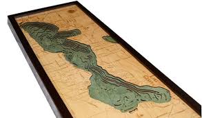 Lake Geneva Wi Wood Carved Topographic Depth Chart Map