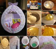 diy egg shaped easter string basket