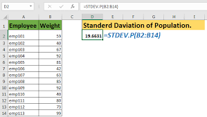 how to use excel stdev p function