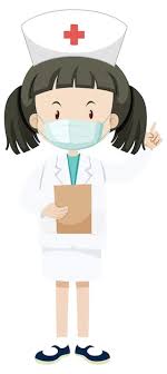 little nurse wearing mask cartoon character