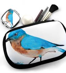 blue bird navajo art on cosmetic bag
