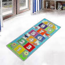 kids hopscotch game rugs rainbow sky