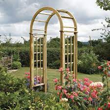 rowlinson round top timber garden arch