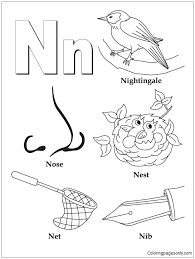 Free printable coloring pages with letter n. Letter N Image 4 Coloring Pages Alphabet Coloring Pages Coloring Pages For Kids And Adults