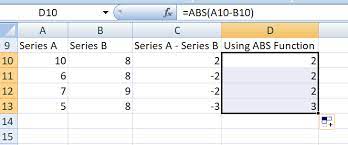 absolute function in excel formula