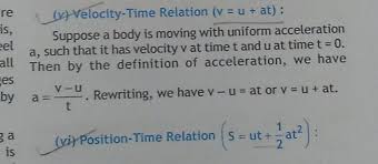 V Velocity Time Relation V U At