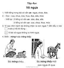 Giải vở bài tập Tiếng Việt lớp 1 tập 2 Tập đọc: Vẽ ngựa