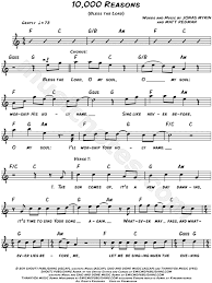 Print And Download Lead Sheets For 10 000 Reasons Bless The