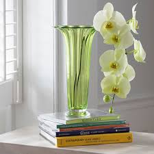 hot glass team tall fluted vase green