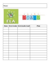 Ela Grade Goal Setting Chart For Students