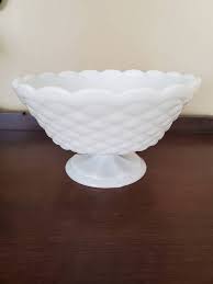 Vintage Milk Glass Large Pedestal Bowl