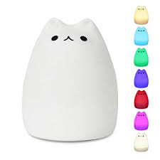 Amazon Com Cute Cat Night Light For Kids Led Silicone Nightlight For Baby Children Girls Boys Nursery Lamp 7 Colors Usb Rechargeable Lighting Tap Sensor Control Celebrity Cat Baby