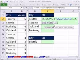 how to use excel the stdev s function
