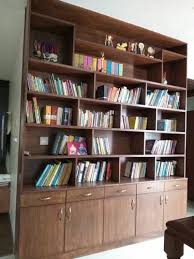 Polished Wooden Bookshelf Wardrobe