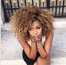 Watch naomi show you why onyc hair colored kinky curly hair weave extensions is her best kept secret! Amazon Com Synthetic Long Afro Kinky Curly Wigs For Black Women Blonde Mixed Brown Hair Beauty