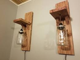 wood mason jar sconces wall lights
