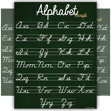 Abc Cursive Script Alphabet Poster Size Small Chart Laminated Teaching Classroom Decoration Young N Refined 16x20