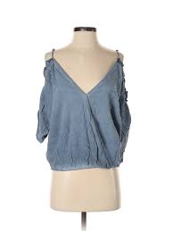 Details About Vintage Havana Women Blue Short Sleeve Blouse S