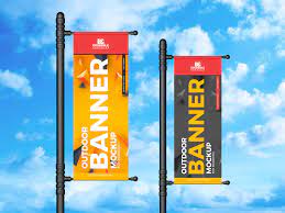 free vertical outdoor banner mockup psd