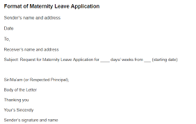 application format for maternity leave