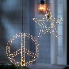 Lighted Hanging Star Or Peace Sign