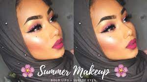 pink summer makeup tutorial bold lips
