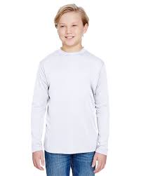 a4 nb3165 youth long sleeve cooling performance crew shirt white l