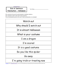 halloween activities writing worksheets com punctuate