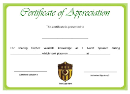 Sample Certification Of Appreciation For Guest Speaker 1