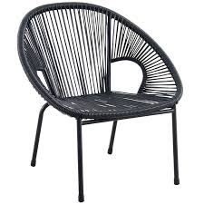 black steel round wicker stacking chair