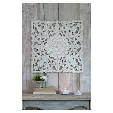 Hand Carved Decorative White Wooden