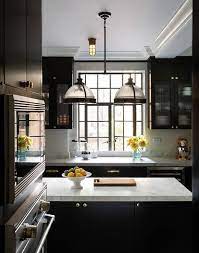 Black Kitchen Cabinets With Reeded