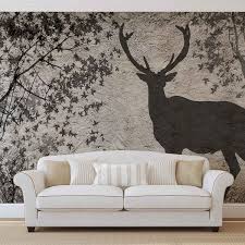 Deer Tree Leaves Wall Wall Paper Mural