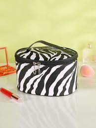 1pc zebra striped makeup bag shein