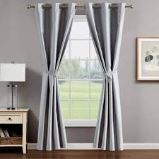 brea blackout window curtain panels and tiebacks faux silk grommet light grey 38 inch x 96 inch ymc016481