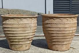 Big Set Of 2 Beige Concrete Pot 2