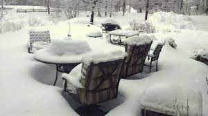 patio furniture outside in the winter