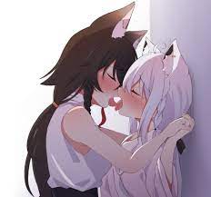 Download Anime Girls Kissing On Wall Wallpaper | Wallpapers.com