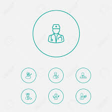 Position Outline Icons Set Collection Of Servant Doctor Designer
