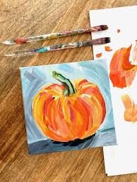 Pumpkin With Acrylic Paint On Canvas