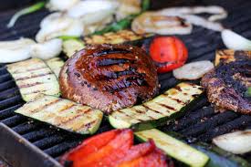 grilled teriyaki steak vegetables