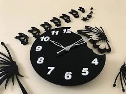 06 Acrylic Erfly Wall Clock Black