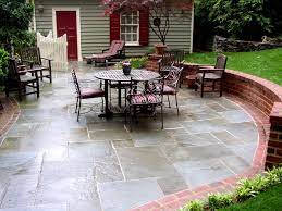 Curved Stone Patio W Brick Border And
