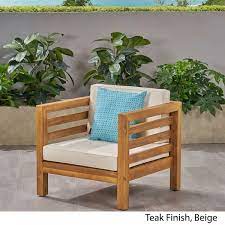 Oana Outdoor Acacia Wood Club Chair