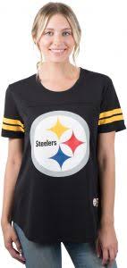 Icer Brands Nfl Womens Pittsburgh Steelers Jersey T Shirt Mesh Varsity Stripe Short Sleeve Shirt Small Black