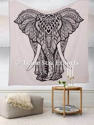 Black And White Elephant Tapestary Wall