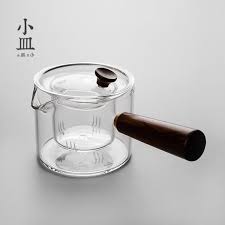 glass teapot with wood handle and