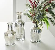Mercury Bud Silver Vases Set Of 3