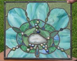 Stained Glass Flower Panel With Agates