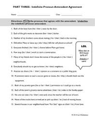 Pronoun Antecedent Agreement Worksheets Review Quiz By Bibliofiles